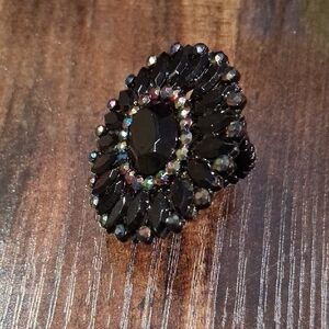 Elegant Black Crystal Ring
